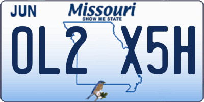 MO license plate OL2X5H