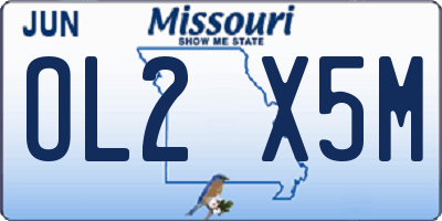 MO license plate OL2X5M