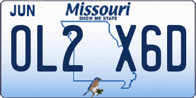 MO license plate OL2X6D