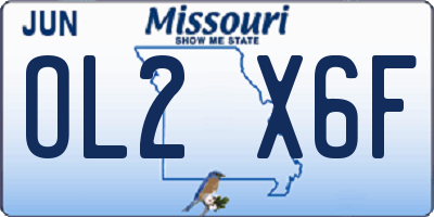 MO license plate OL2X6F