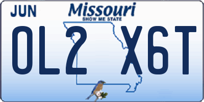 MO license plate OL2X6T