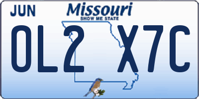 MO license plate OL2X7C