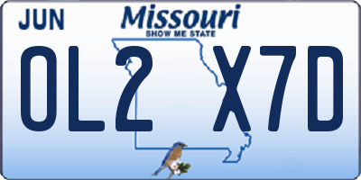 MO license plate OL2X7D