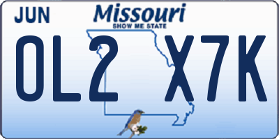 MO license plate OL2X7K