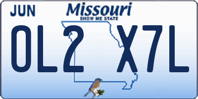 MO license plate OL2X7L