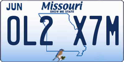 MO license plate OL2X7M