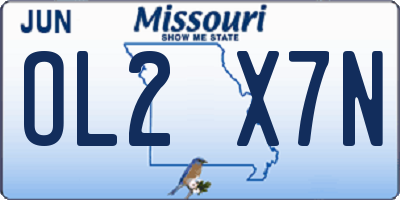 MO license plate OL2X7N