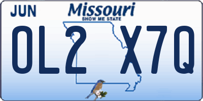 MO license plate OL2X7Q