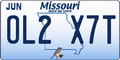 MO license plate OL2X7T