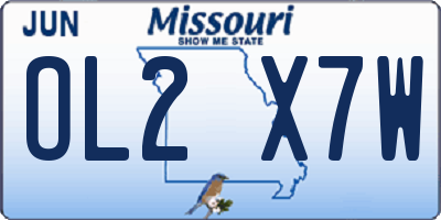 MO license plate OL2X7W
