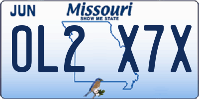 MO license plate OL2X7X