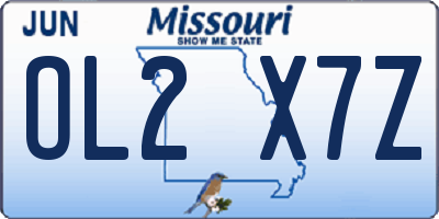 MO license plate OL2X7Z