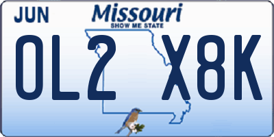 MO license plate OL2X8K