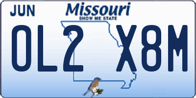 MO license plate OL2X8M