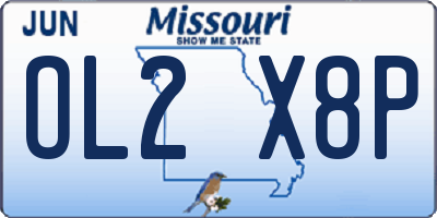MO license plate OL2X8P