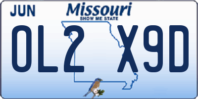 MO license plate OL2X9D