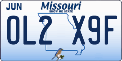 MO license plate OL2X9F