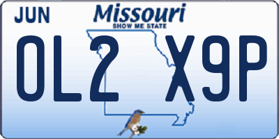 MO license plate OL2X9P
