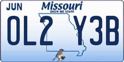 MO license plate OL2Y3B