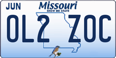 MO license plate OL2Z0C