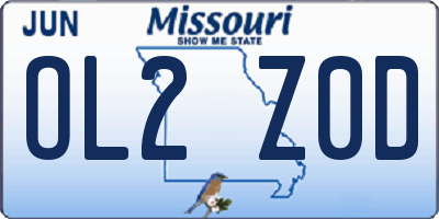 MO license plate OL2Z0D