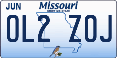 MO license plate OL2Z0J