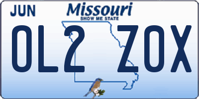 MO license plate OL2Z0X