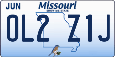 MO license plate OL2Z1J