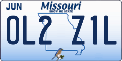 MO license plate OL2Z1L