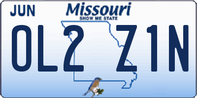 MO license plate OL2Z1N