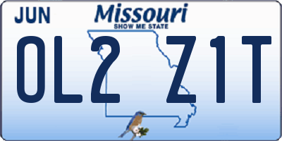 MO license plate OL2Z1T