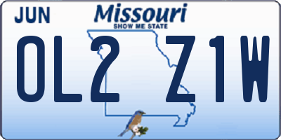 MO license plate OL2Z1W