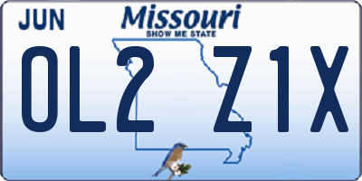 MO license plate OL2Z1X