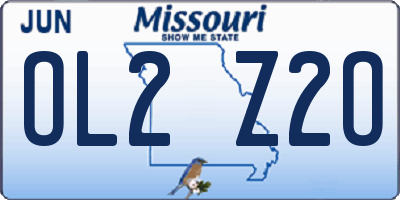 MO license plate OL2Z2O