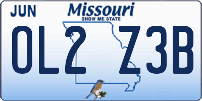 MO license plate OL2Z3B