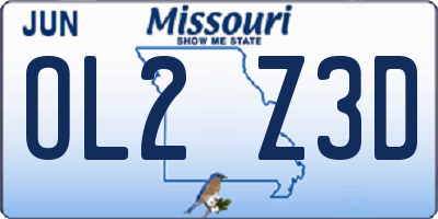 MO license plate OL2Z3D