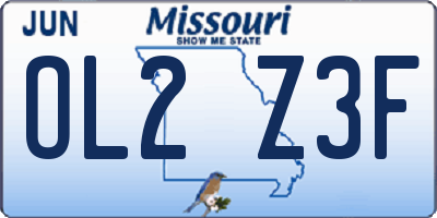 MO license plate OL2Z3F