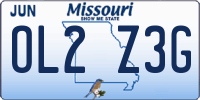 MO license plate OL2Z3G