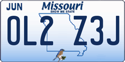 MO license plate OL2Z3J