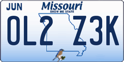 MO license plate OL2Z3K