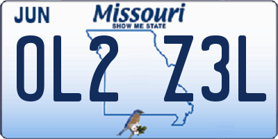 MO license plate OL2Z3L