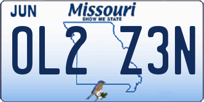 MO license plate OL2Z3N