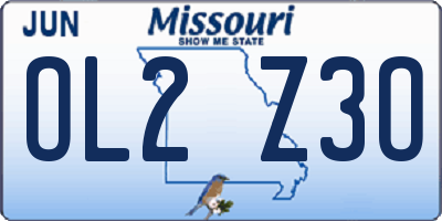 MO license plate OL2Z3O