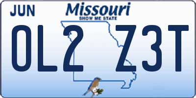 MO license plate OL2Z3T