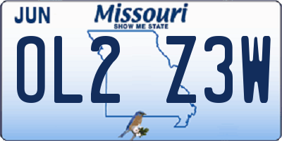 MO license plate OL2Z3W