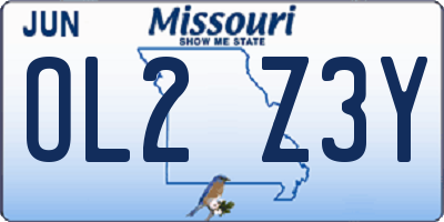 MO license plate OL2Z3Y