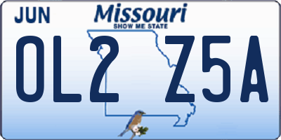 MO license plate OL2Z5A