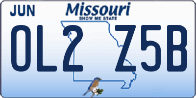 MO license plate OL2Z5B