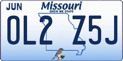 MO license plate OL2Z5J