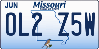 MO license plate OL2Z5W
